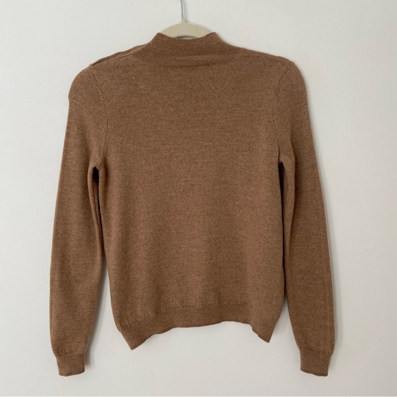 Sezane Jacob Jumper Merino Wool Camel Sweater Mock Neck size XS French Fitted - Picture 9 of 9